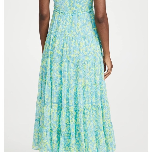 Likely Blue and Green Maxi A-Line Skirt with Smocked Tiered Design - Picture 2 of 12